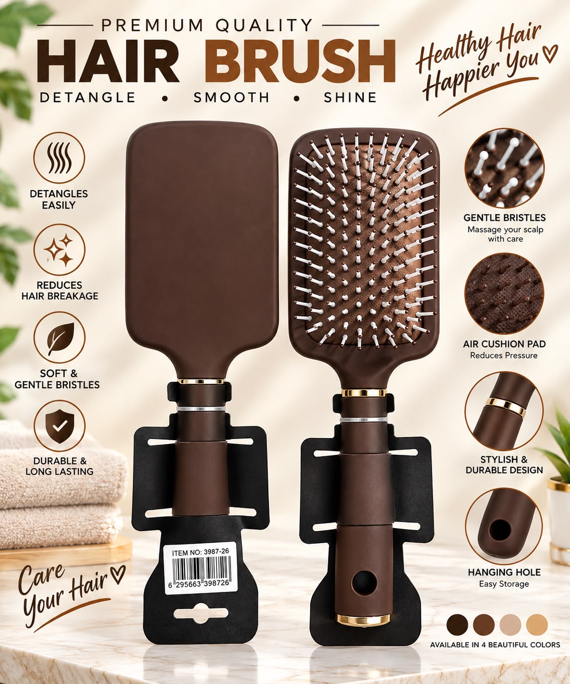 Yuanbo Exquisite Hair Brush, 3987-26