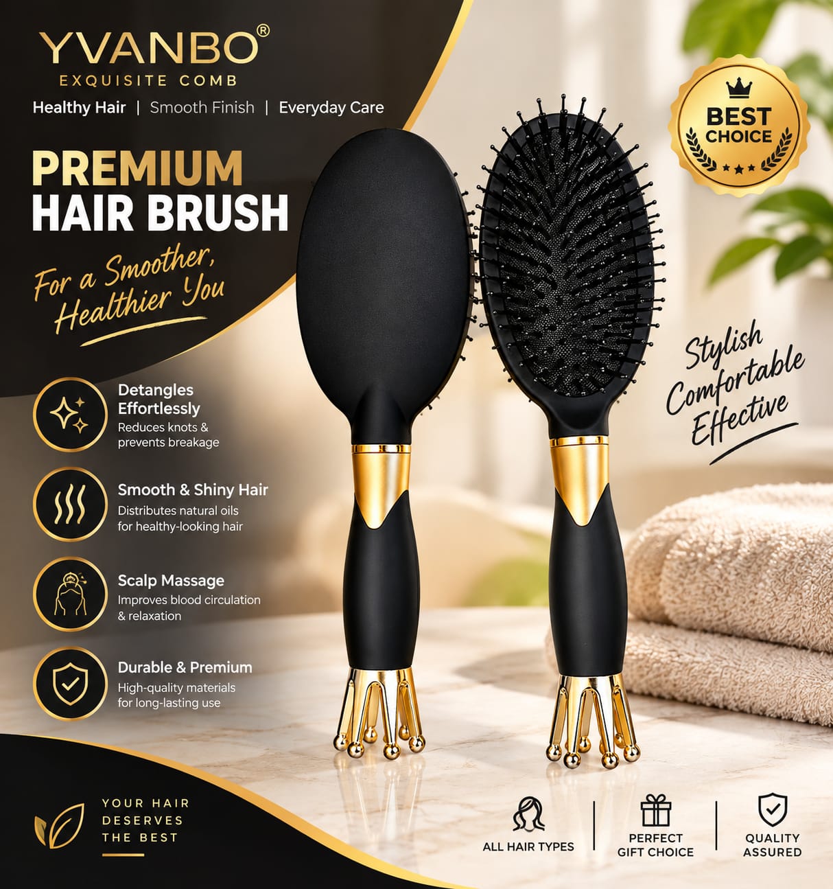 Yuanbo Exquisite Hair Brush, 8751