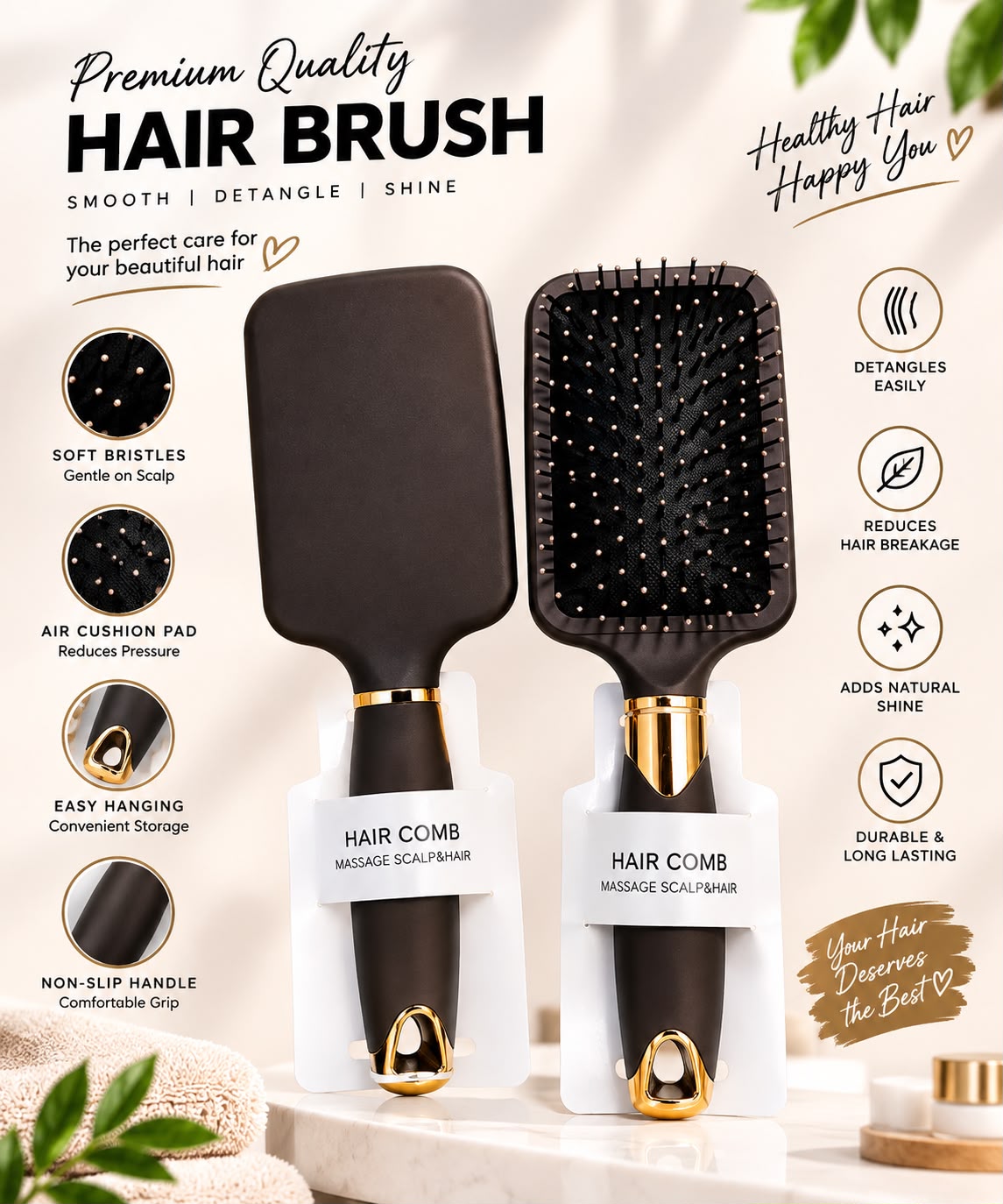 Yuanbo Exquisite Hair Brush, 27168-10