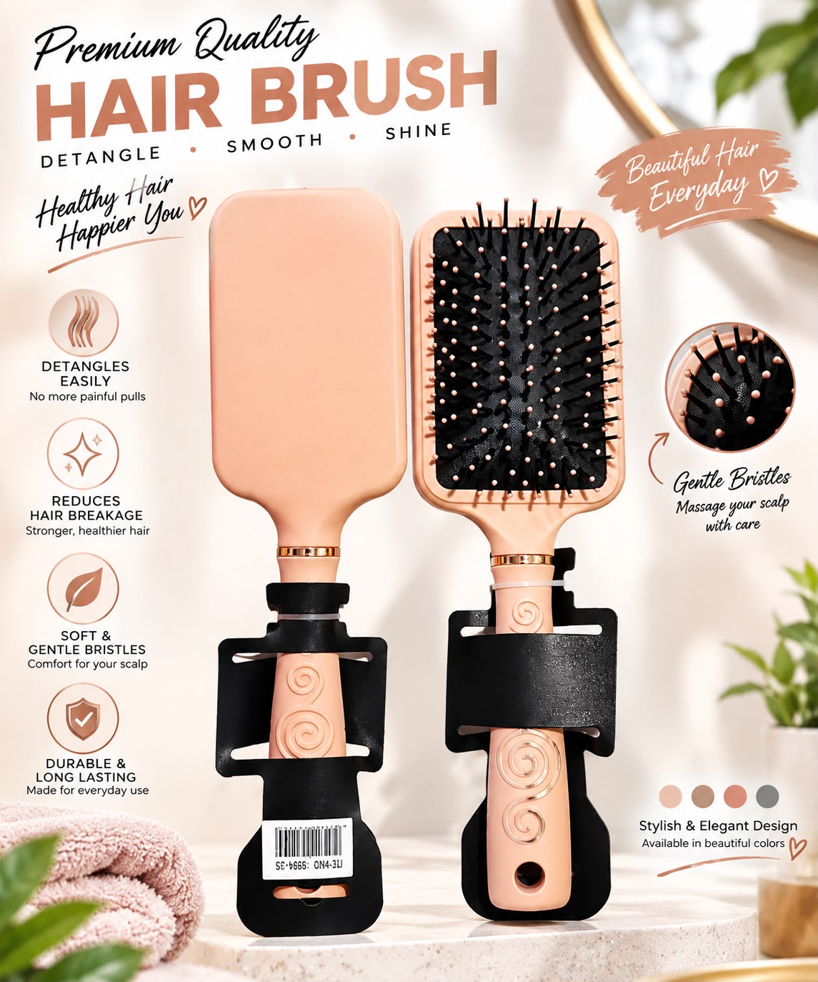 Yuanbo Exquisite Hair Brush, 9581-35
