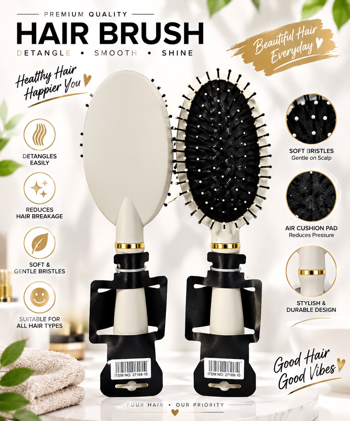 Yuanbo Exquisite Hair Brush, 9551-11B