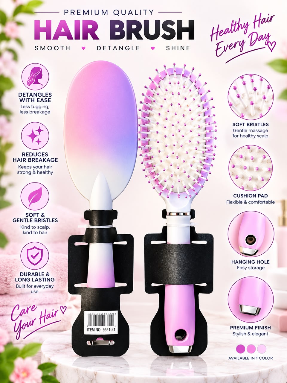 Yuanbo Exquisite Hair Brush, 9551-13