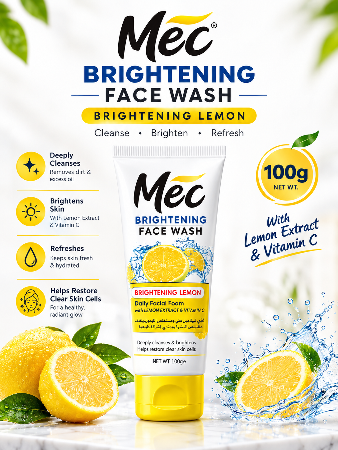 Mec Brightening Lemon Face Wash 100g