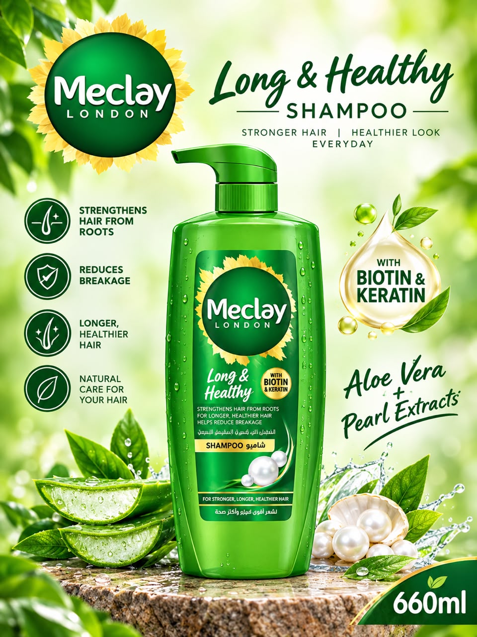 Meclay London Long & Healthy Shampoo 660ml Pump