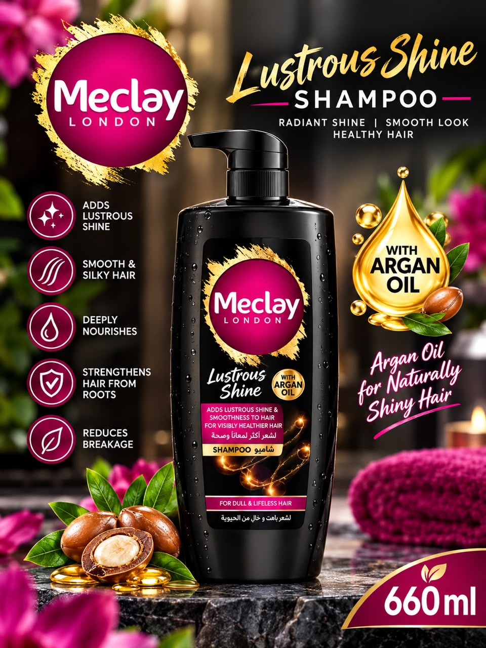 Meclay London Loustrous Shine Shampoo 660ml Pump