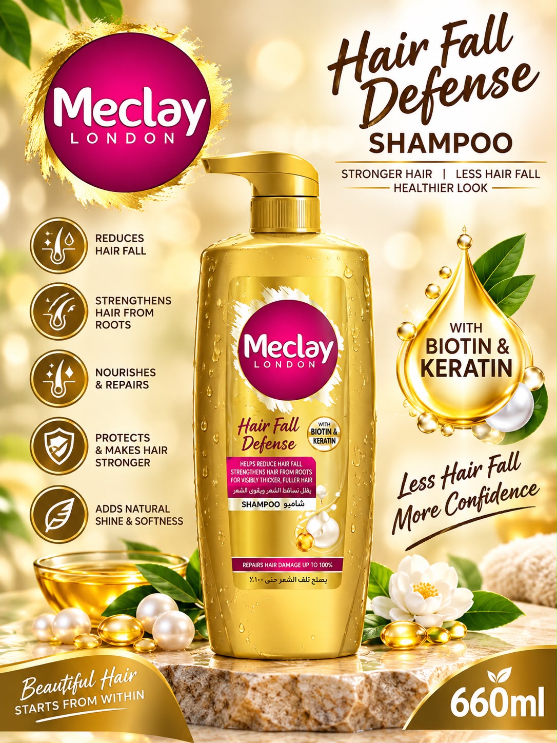 Meclay London Hair Fall Defense Shampoo 660ml Pump