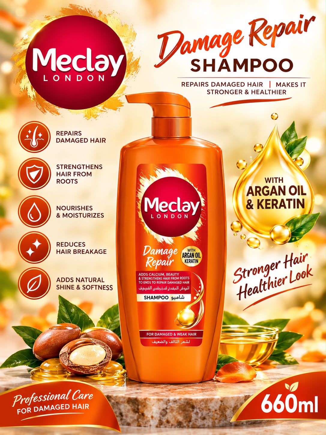 Meclay London Damage Repair Shampoo 660ml Pump